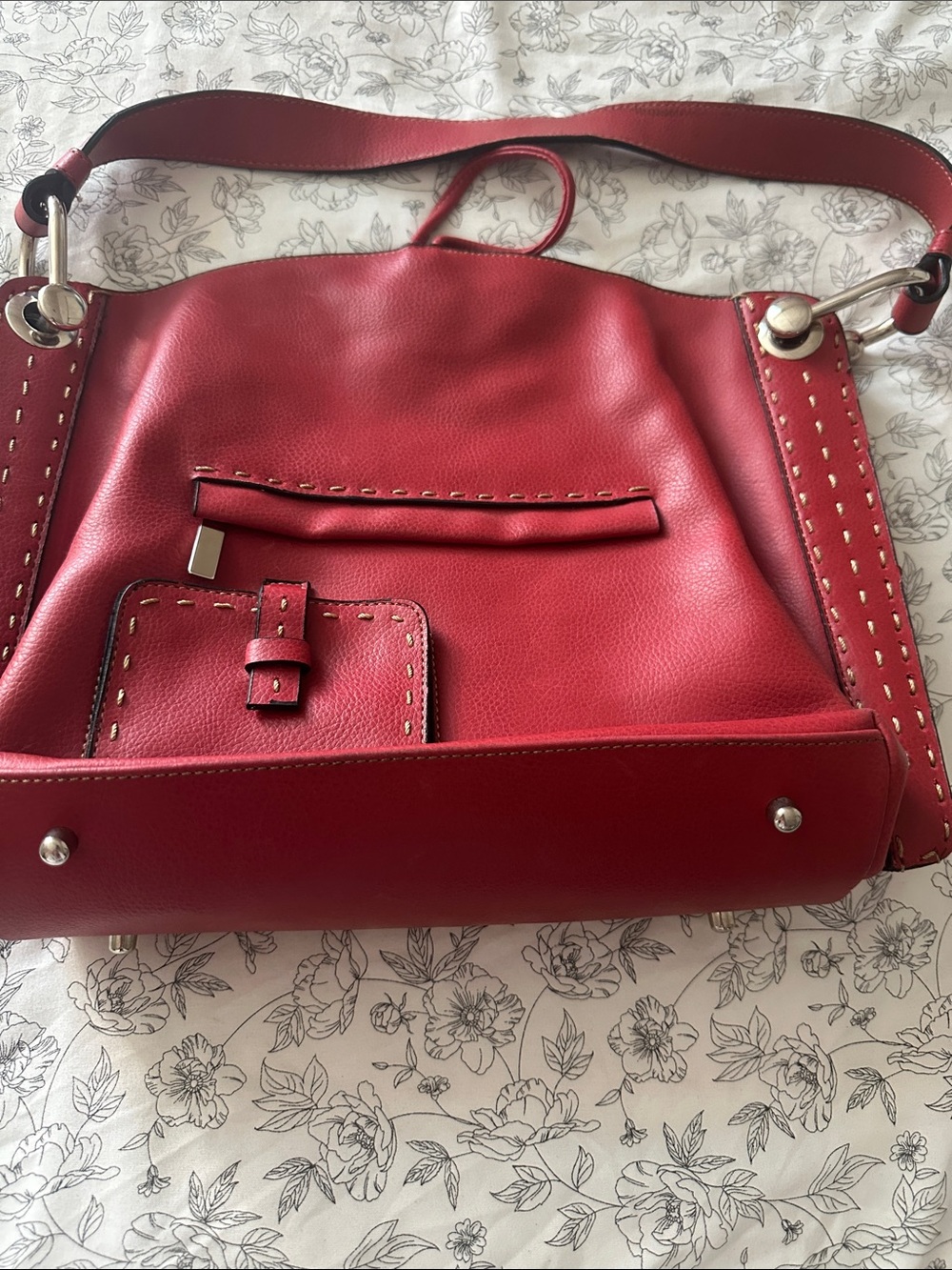 Red Leather Shoulder Bag by